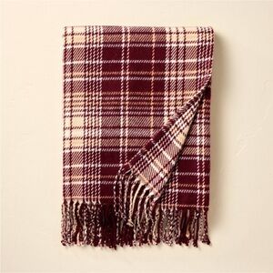 Fall Plaid Woven Throw Blanket Burgundy/Cream - Hearth & Hand™ with Magnolia